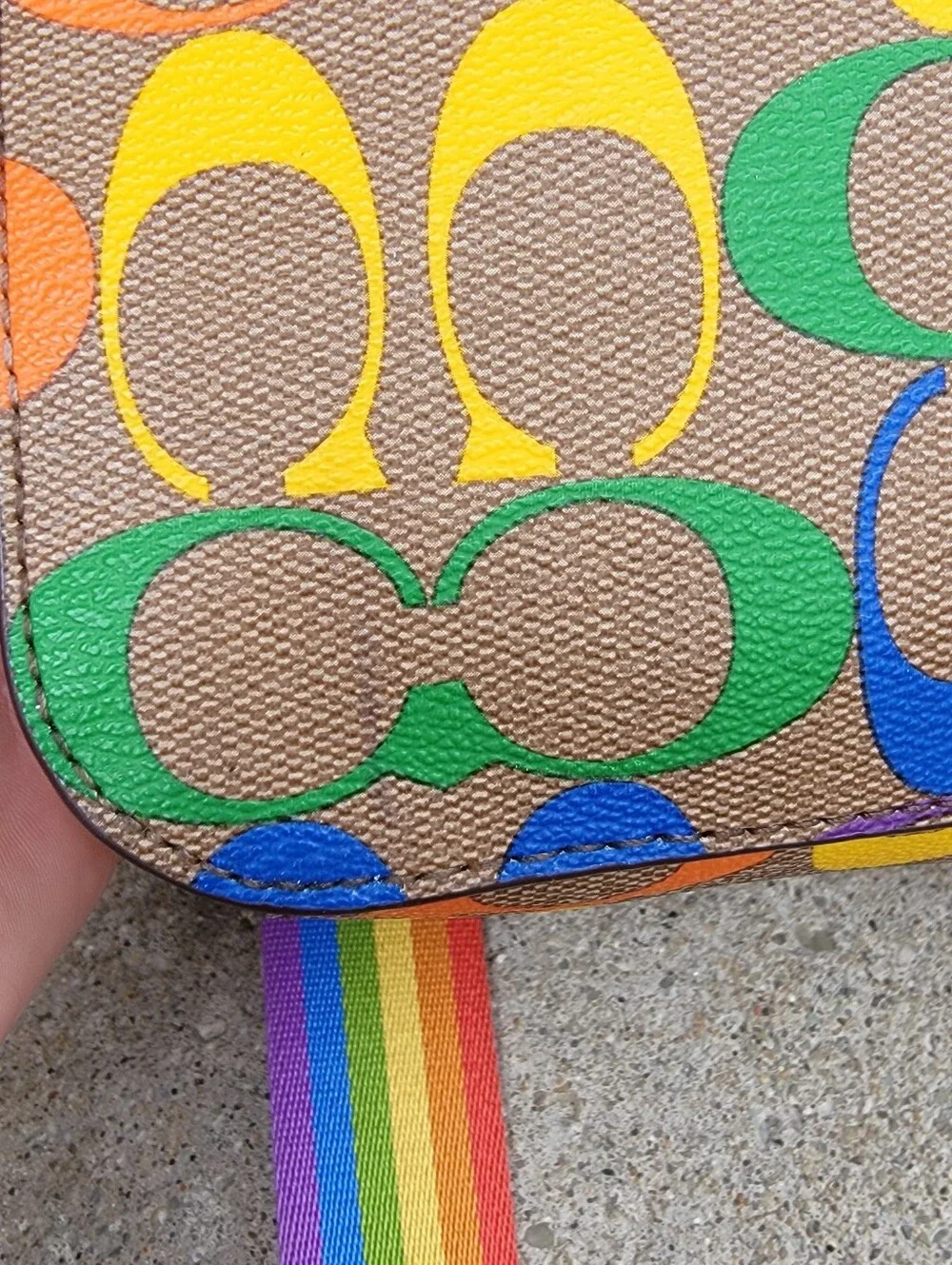 Coach Khaki Rainbow Signature Mini Camera Crossbody C4227